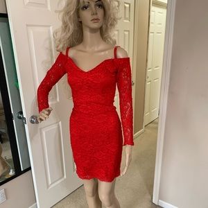 1980’s Bright Red Lace Size 7/8 Clubbing/Party Holiday Christmas Dress